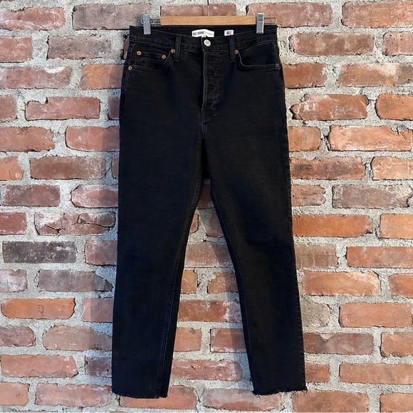 RE/DONE | High Rise Ankle Crop in Faded Black - Picture 4 of 10